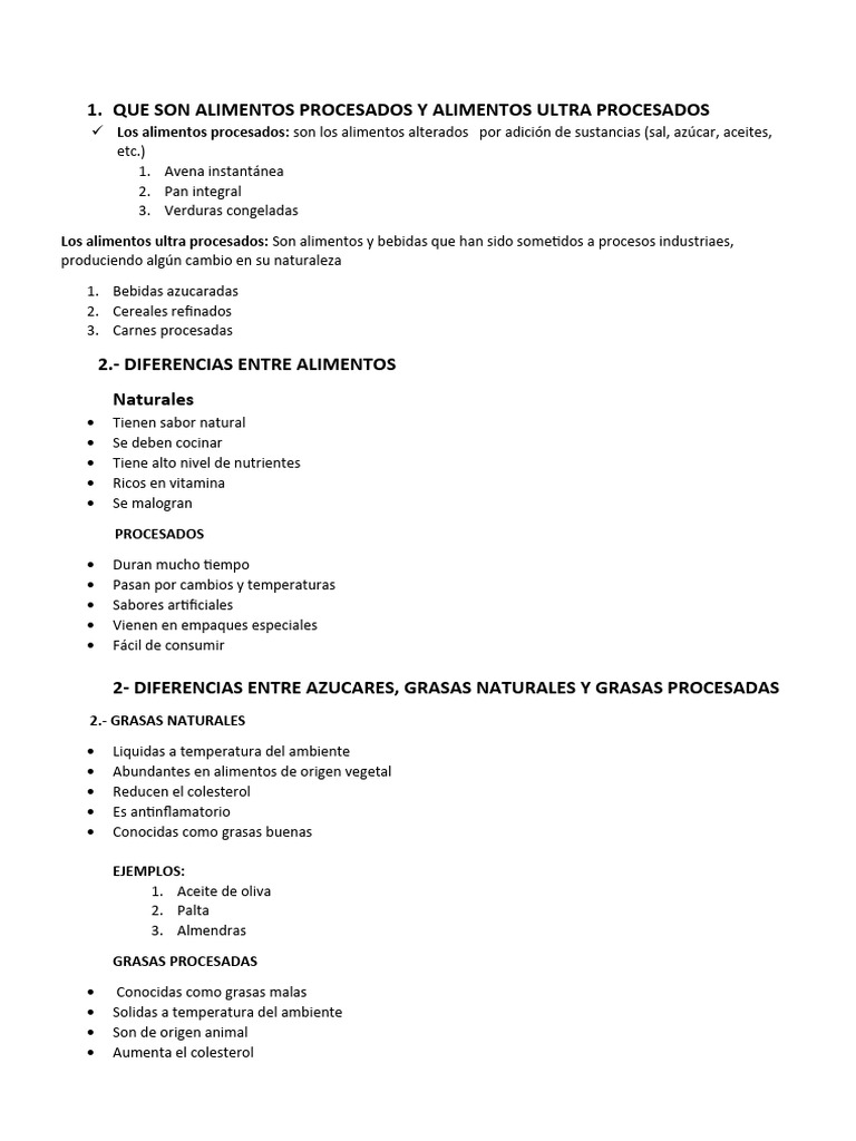 Alimentos Procesados y Ultraprocesados | PDF | Alimentos | gordo