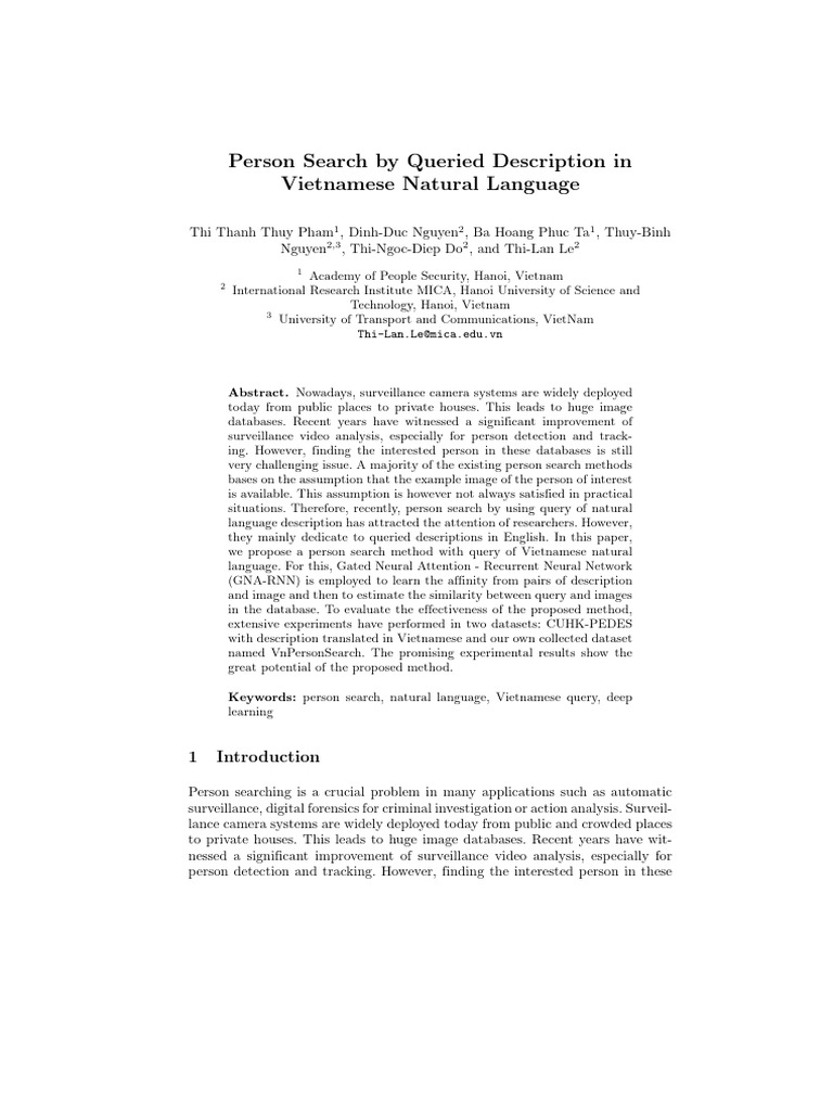 Vietnamese Person Search via Language Query | PDF | Information ...