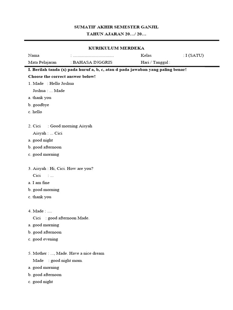 Sas B. Ing SMT 1 | PDF | Language Arts & Discipline