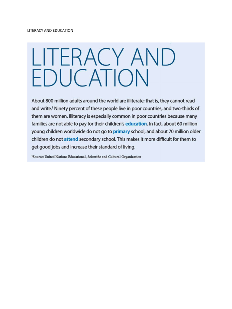 literacy and education pdf
