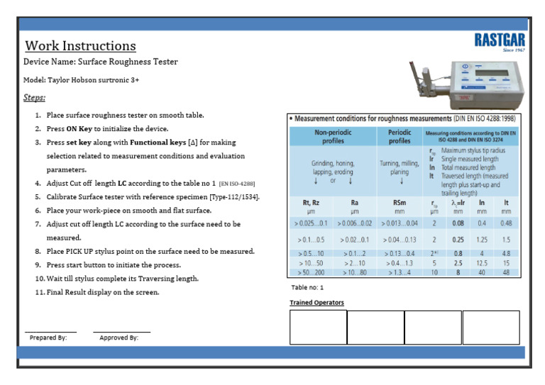 Surface Roughness Tester Instructions | PDF