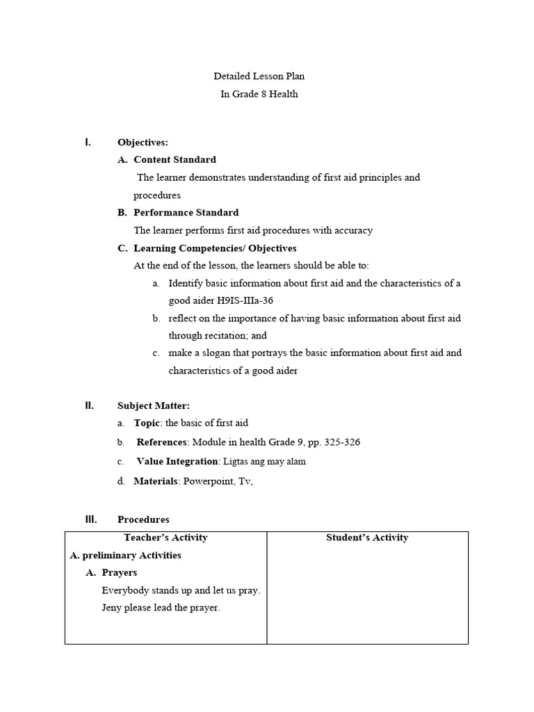 First Aid Basics for Grade 8 Health | PDF | First Aid | Clinical Medicine