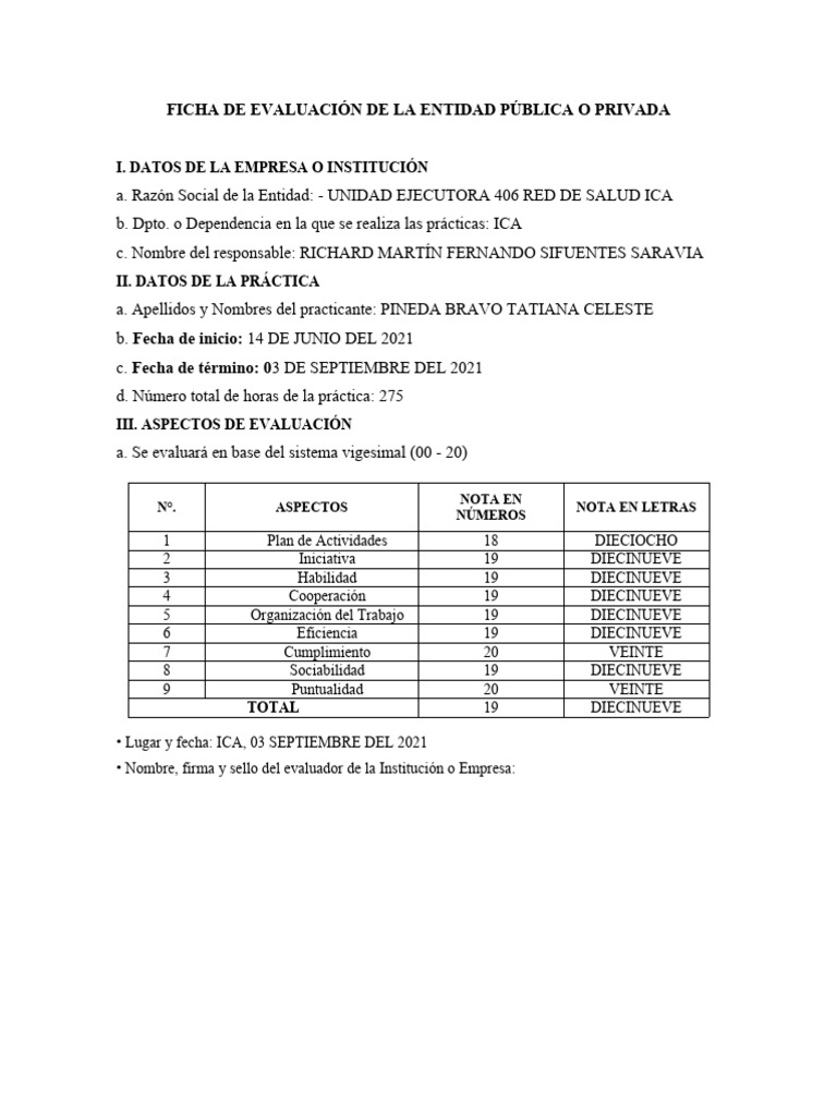 Ficha de Evaluación de La Entidad Pública o Privada PDF