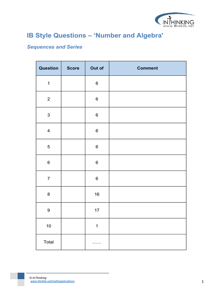 IB Math: Sequences and Series Questions | PDF | Swiss Franc | Loans
