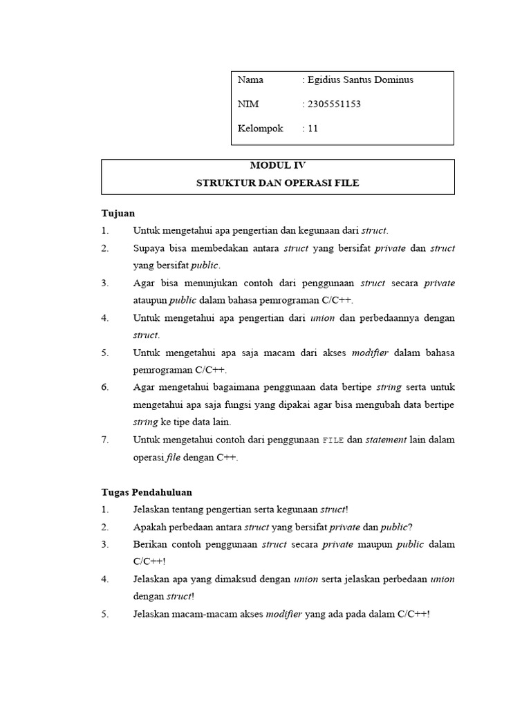 Struktur dan Operasi File C/C++ | PDF | Komputer