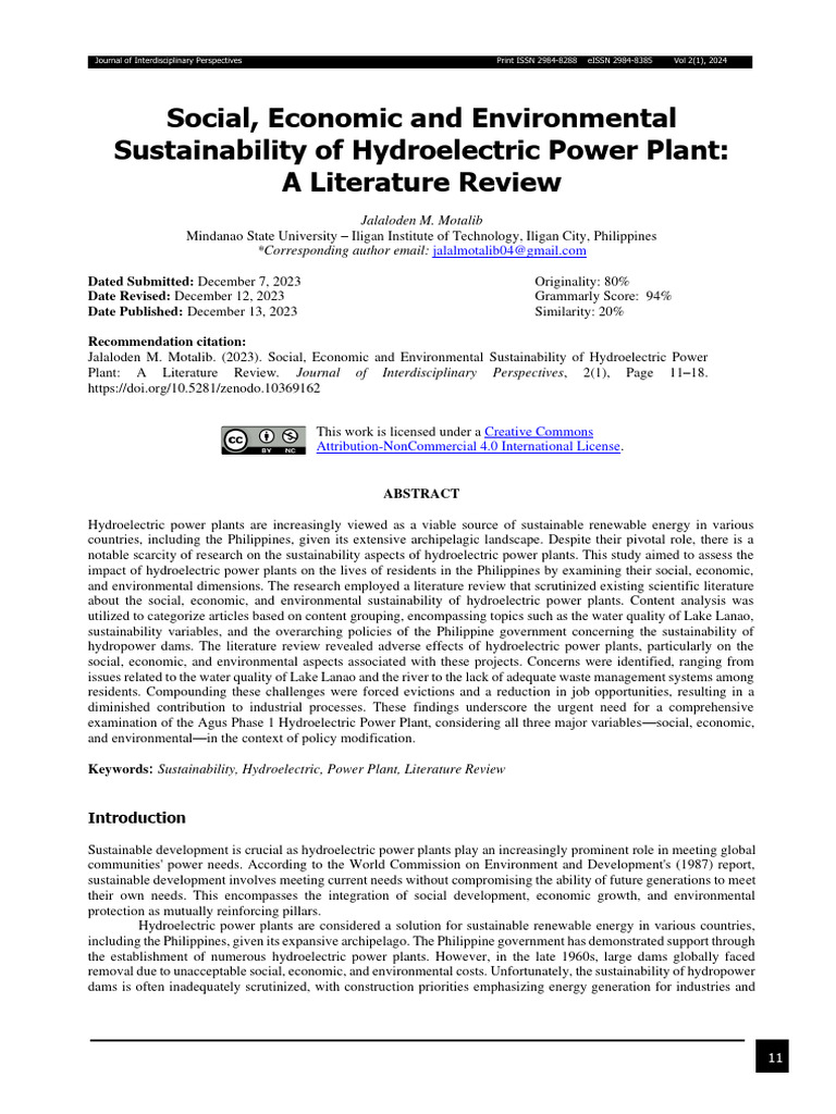 Environmental Impact of Hydroelectric Power | PDF | Sustainability | Waste