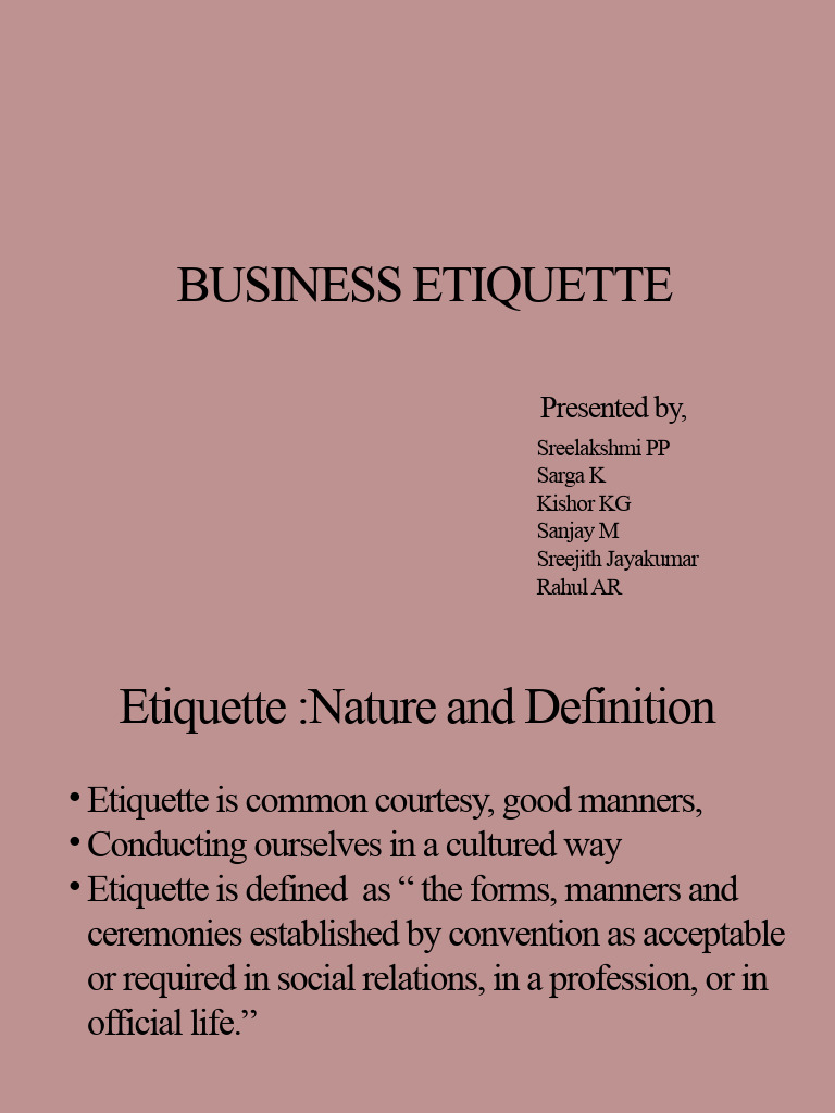 Essential Business Etiquette Guide | PDF | Etiquette | Human Communication