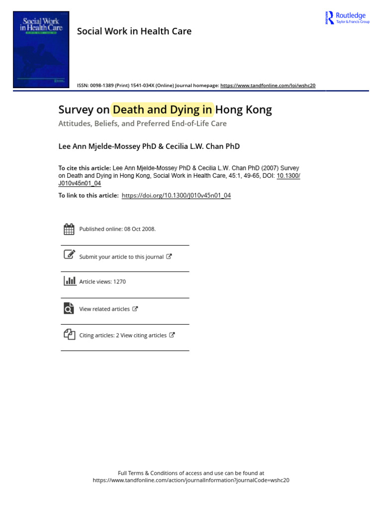Hong Kong Death and Dying Survey Insights | PDF | Survey Methodology ...