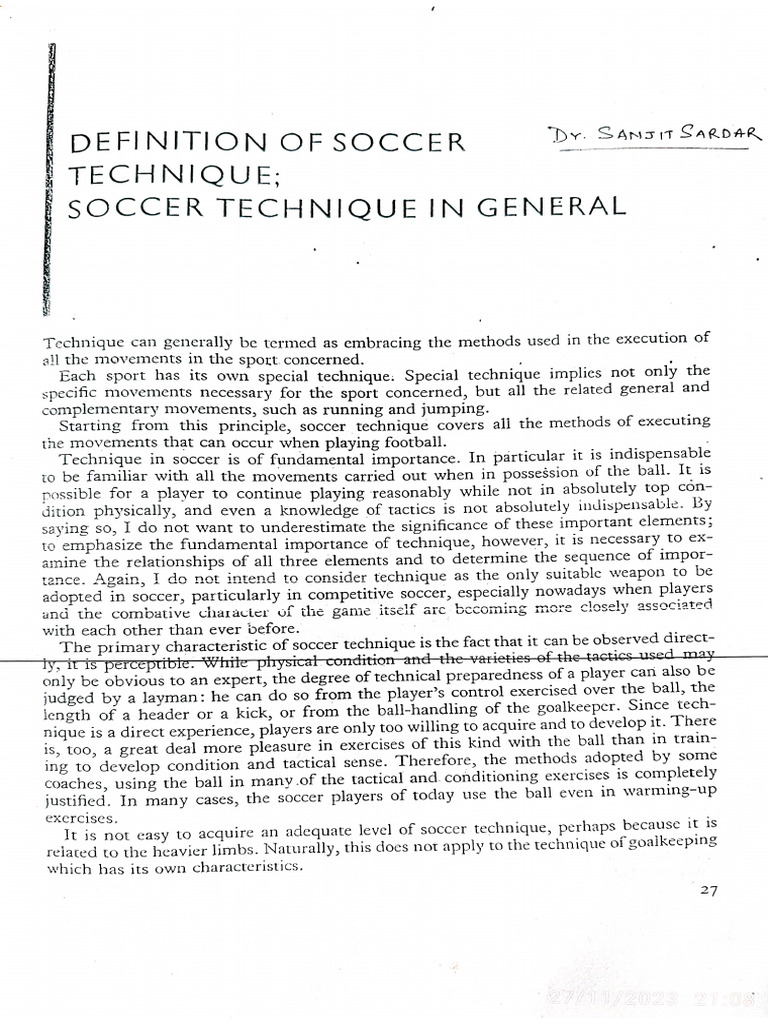 Meaning and Techniques of Soccer PDF