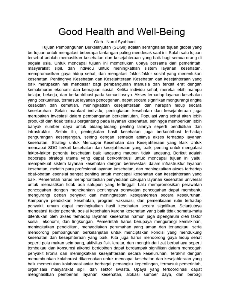 Good Health and Well-Being | PDF