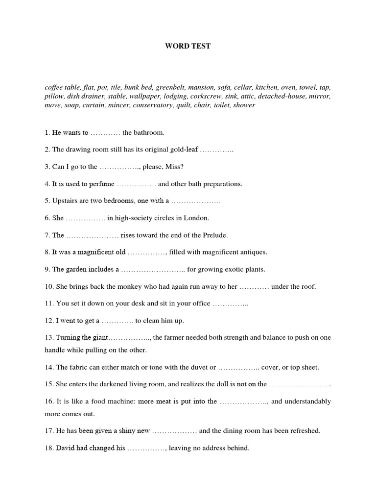 WORD TEST | PDF