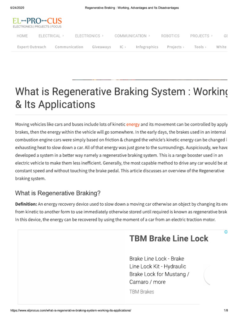 1 Advantages and Disadvantages of Regenerative Braking PDF
