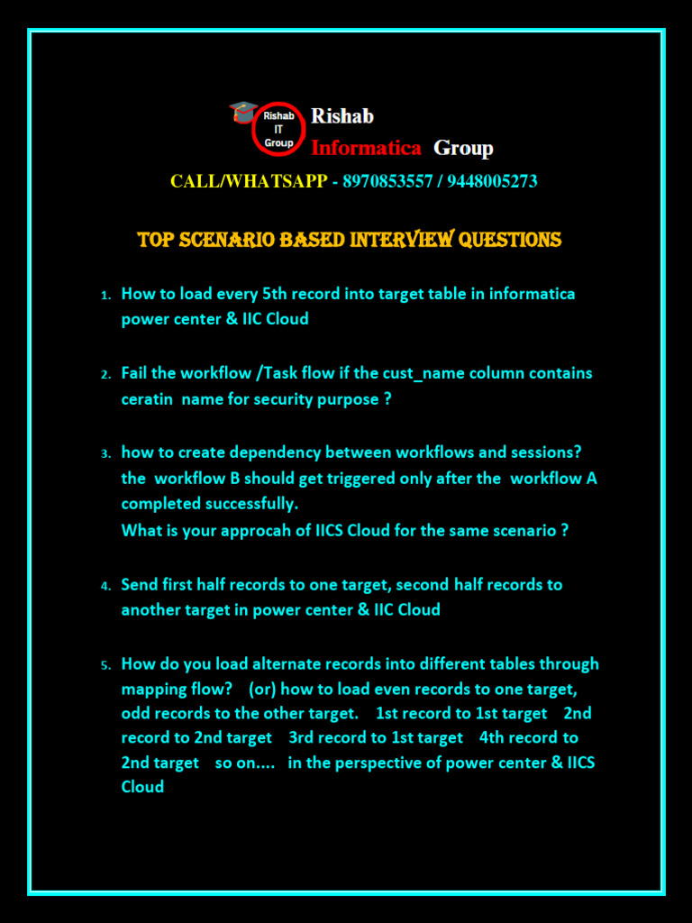 IICS Cloud & PC Scenario Real Time Interview Questions | PDF | Computer ...