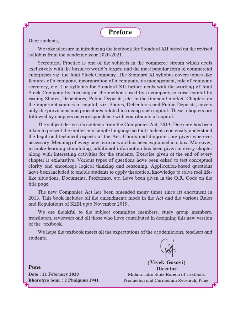 Class 12 Secretarial Practice Overview | PDF | Financial Markets | Dividend