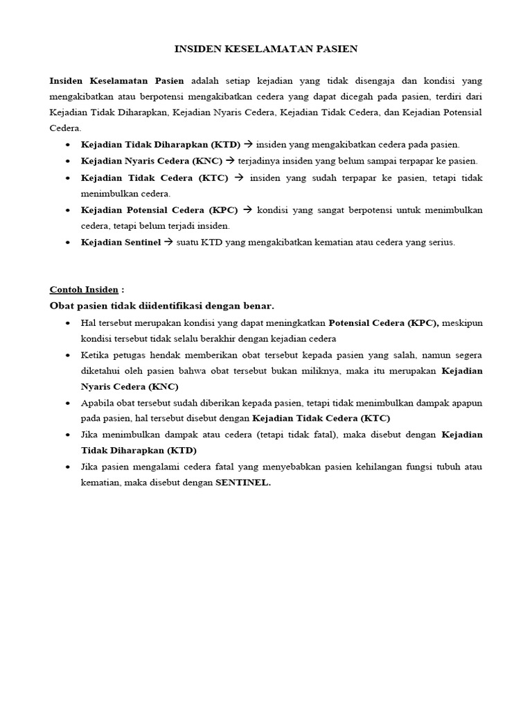 Contoh Insiden Keselamatan Pasien 105842 Pdf