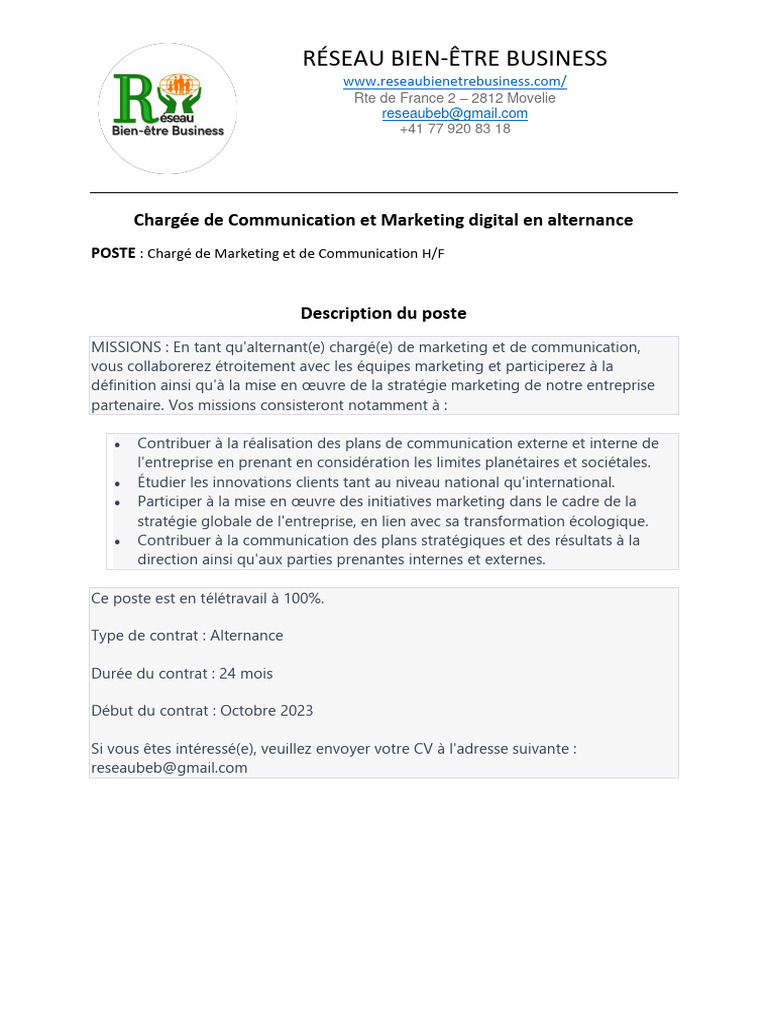 Alternance Marketing et Communication H/F | PDF | la communication ...