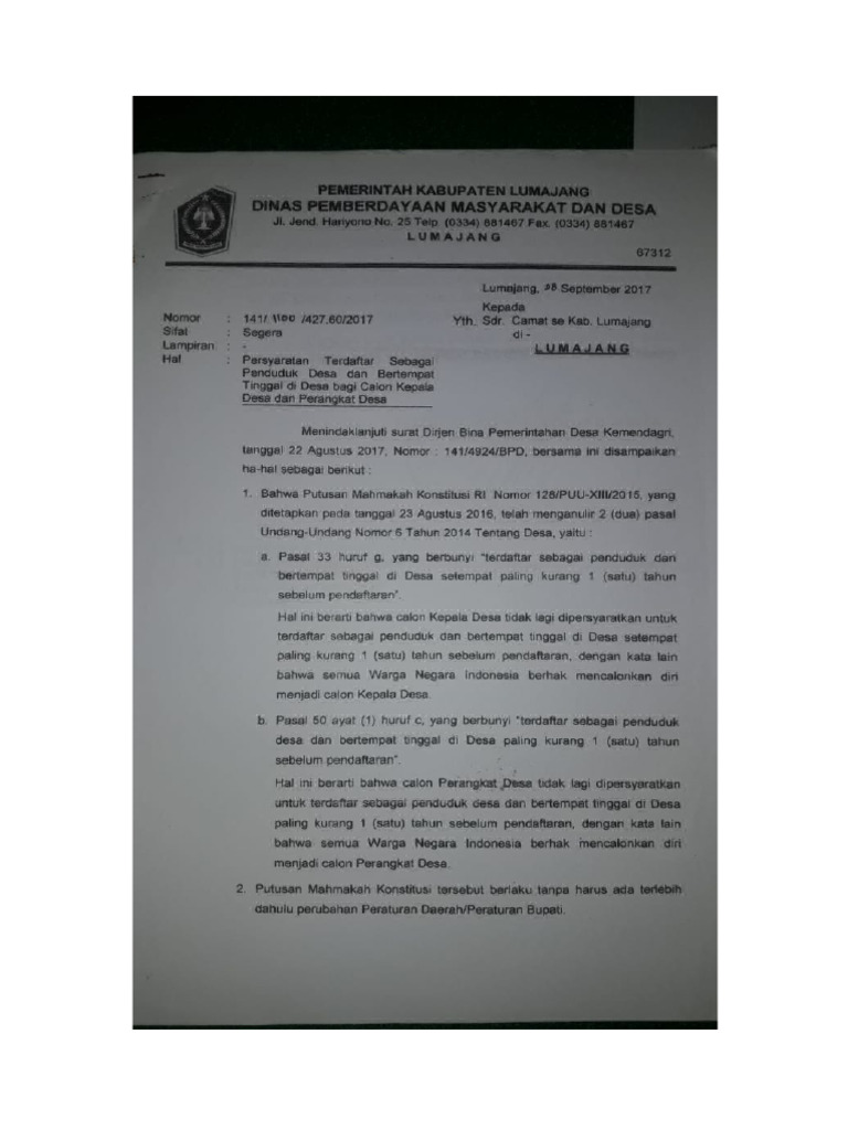 Dukungan dari Perangkat Desa