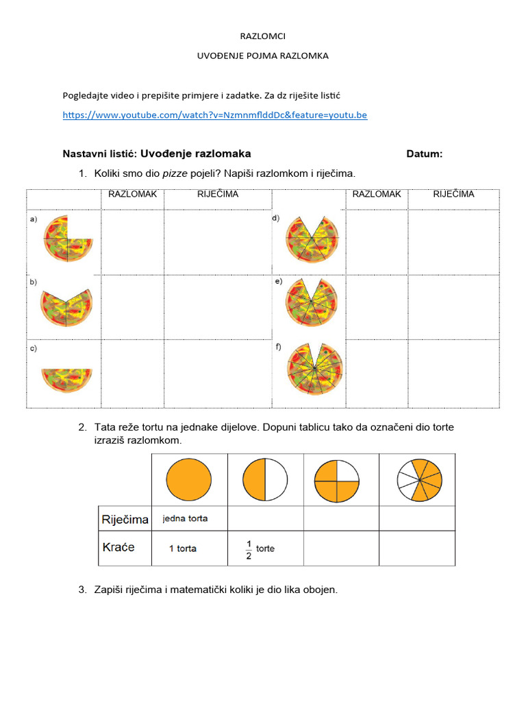 Uvođenje Razlomaka | PDF