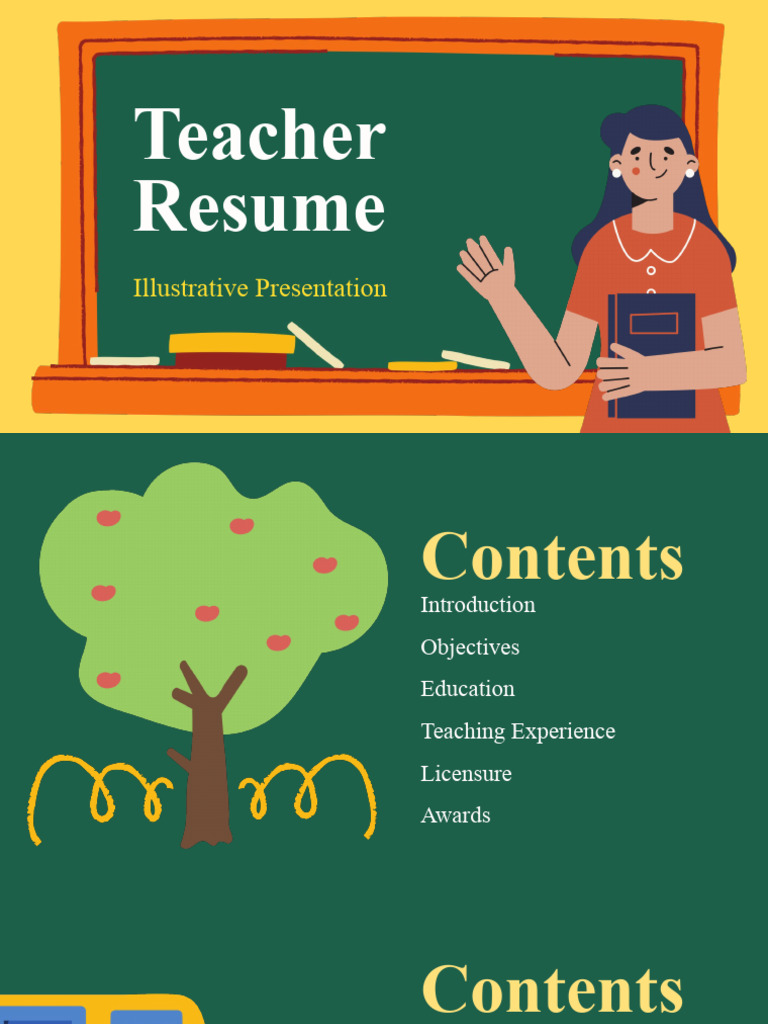 Illustrative Teacher Resume Presentation PDF