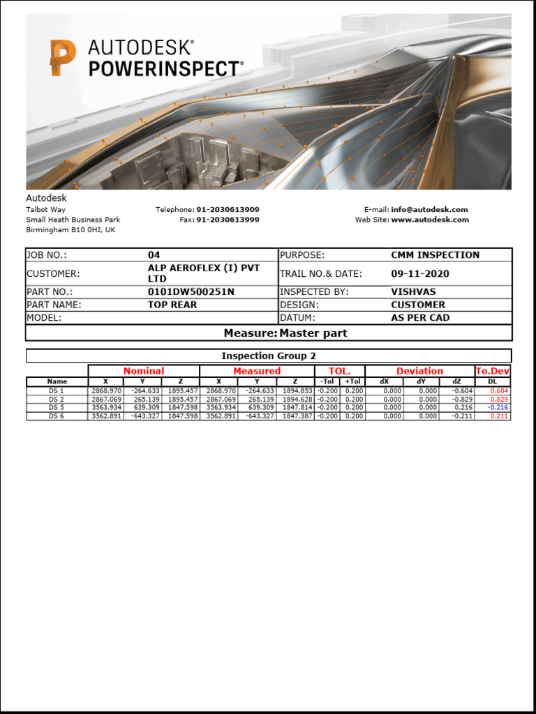 CMM Inspection Report for ALP Aeroflex | PDF