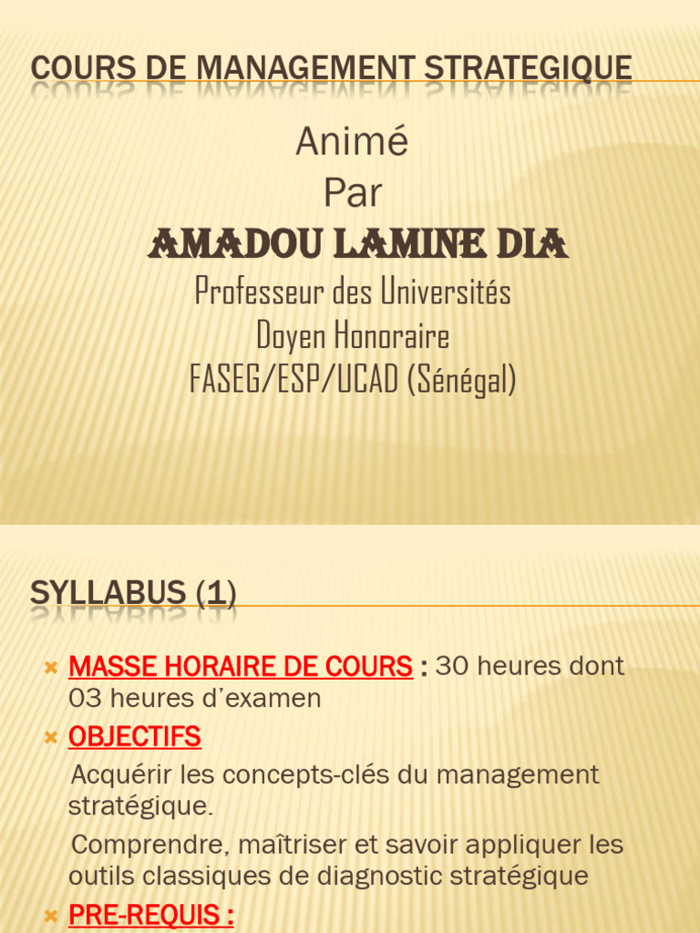 Cours de Management Stratégique 30h | PDF | Gestion stratégique | Business
