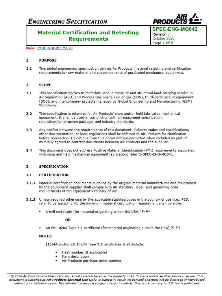 Spec Eng MQ042 | PDF | Pipe (Fluid Conveyance) | Specification ...