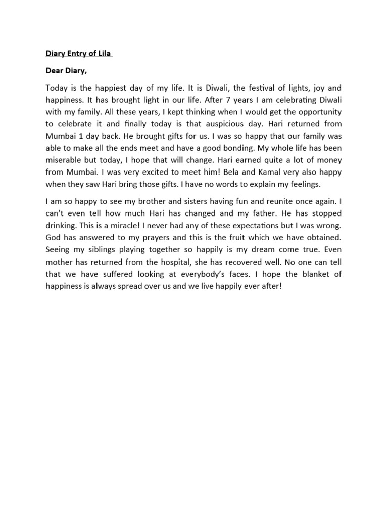 Diary Entry of Lila | PDF