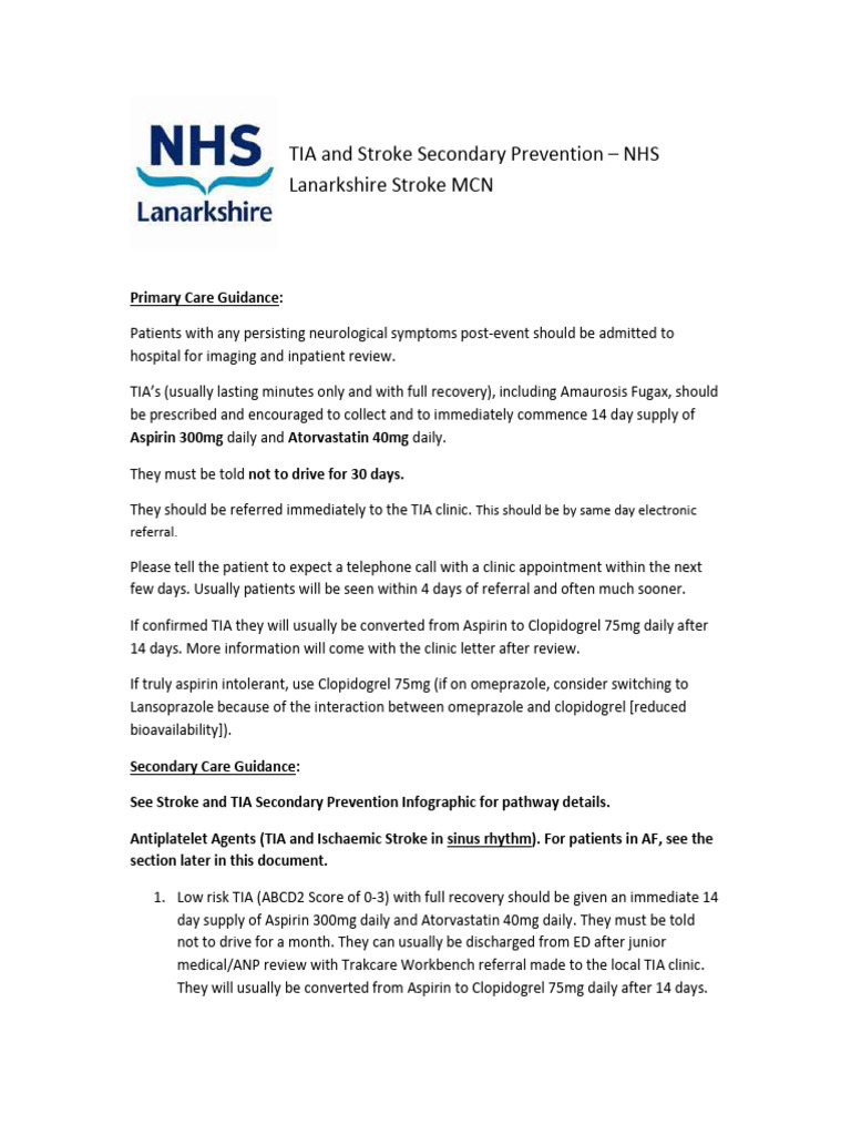 Stroke Secondary Prevention Guideline September 2021 | PDF | Stroke ...