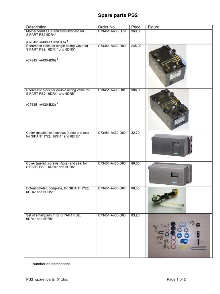PS2_spare_parts_2007 PDF Gas Technologies Computer Engineering