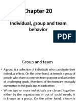 Chapter 20 Individual, Group and Team Behavour