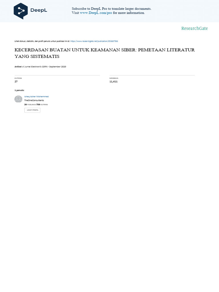 Penerapan AI untuk Keamanan Siber | PDF