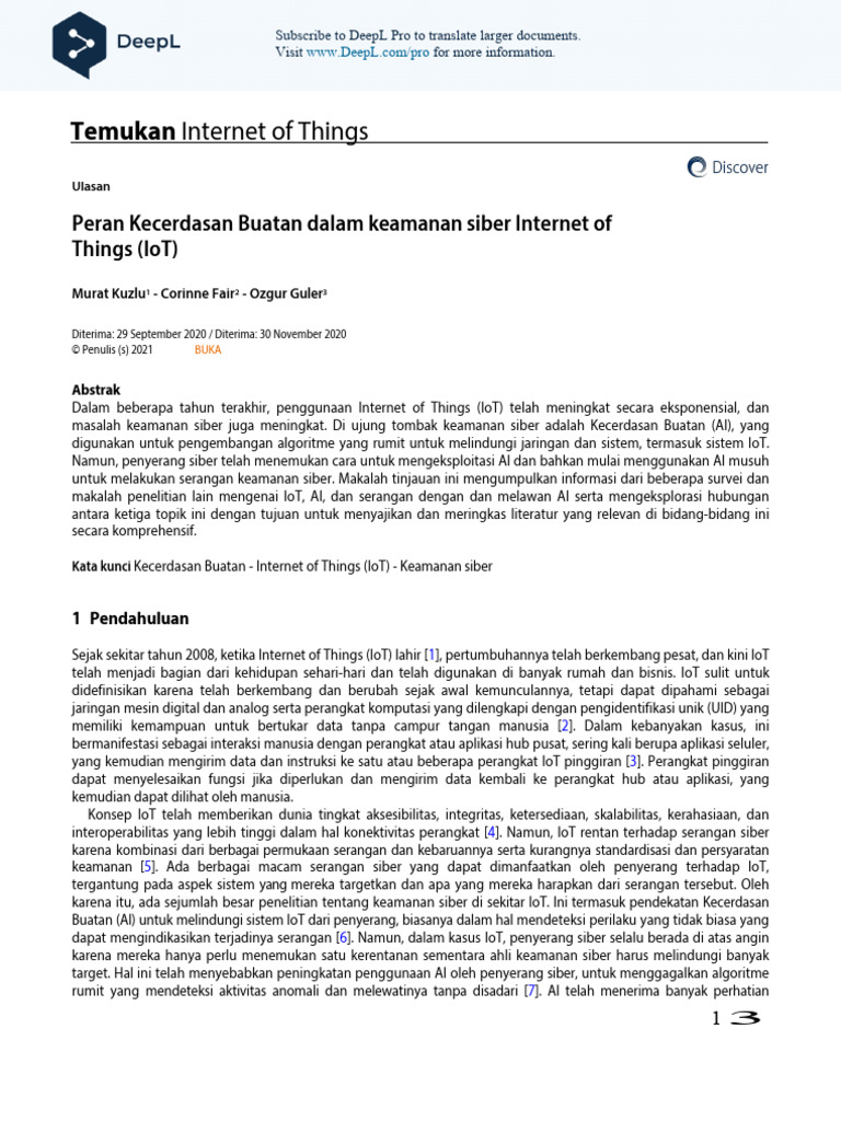 AI dan Keamanan Siber di IoT | PDF