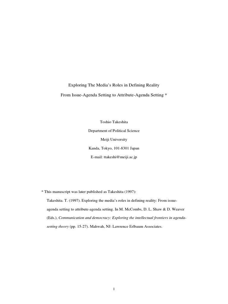 Exploring The Medias Roles in Defining R | PDF | Framing (Social ...