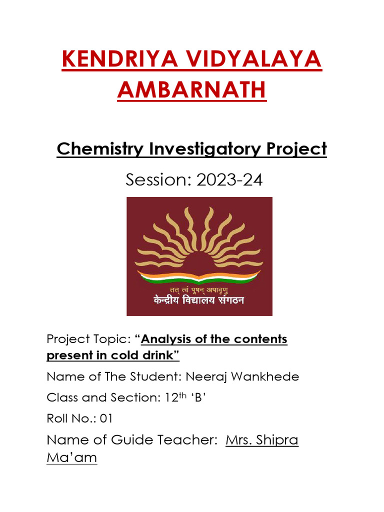 Chemistry Project Class 12 PDF Ammonium Glucose