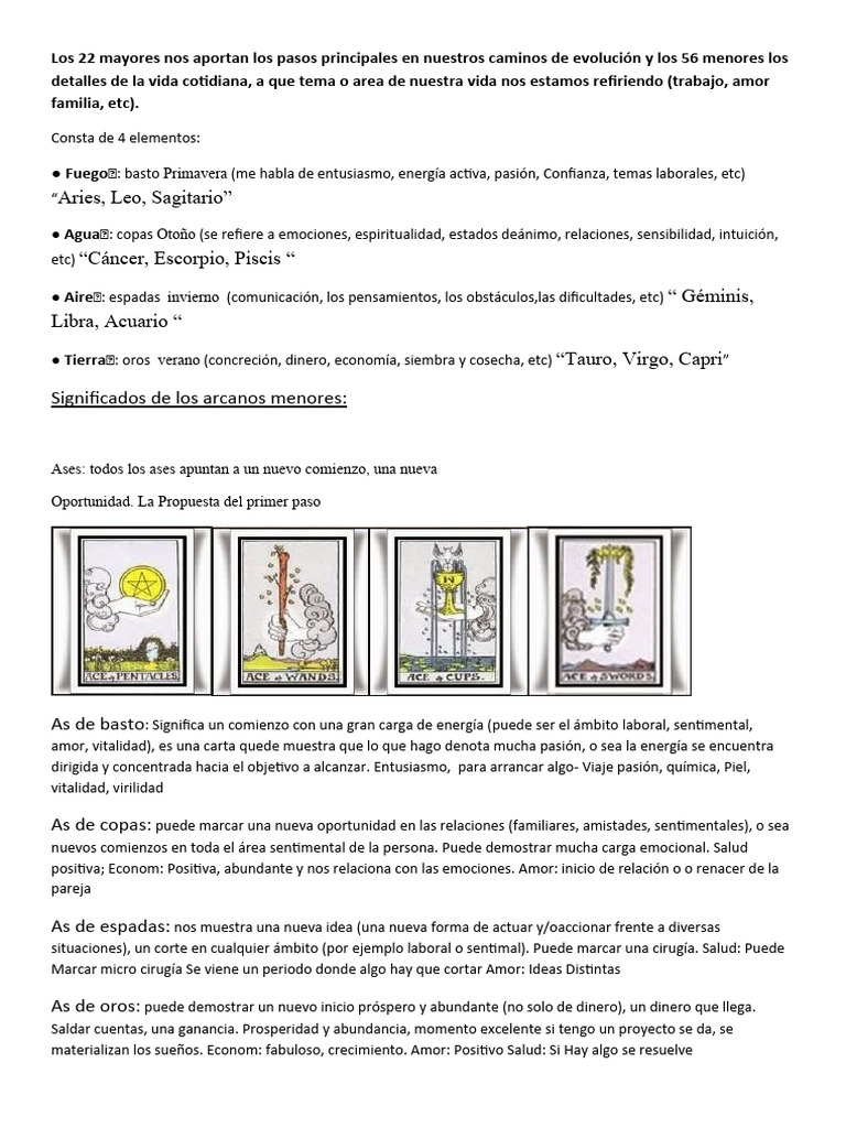 Significados de los Arcanos Menores en Tarot | PDF | Amor | Placer