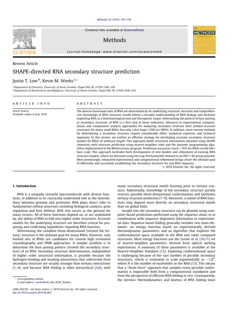 SHAPE-Directed RNA Structure Prediction | PDF | Rna | Dna Sequencing
