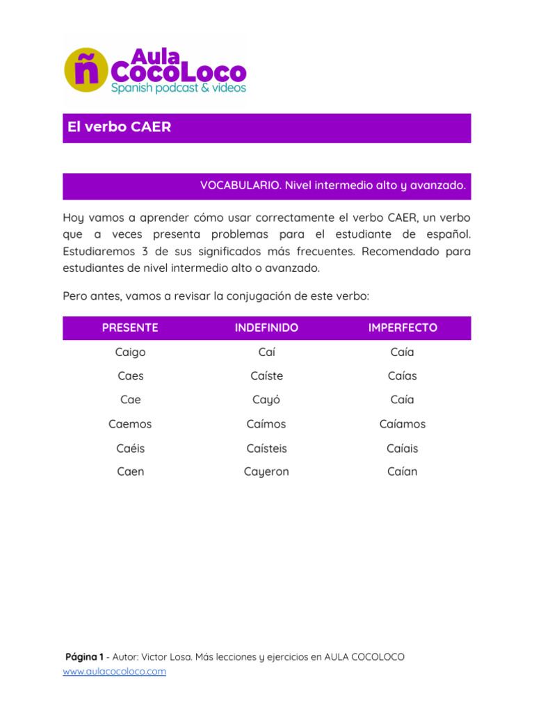 Conjugación y uso del verbo caer | PDF | Verbo