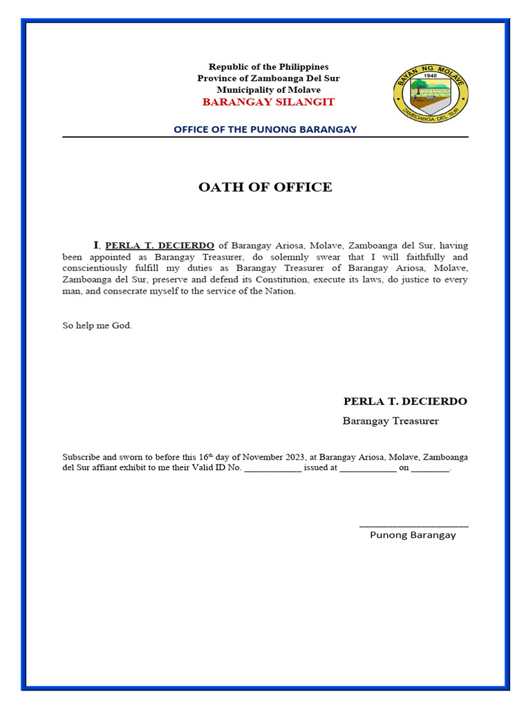 Oath Of Office Pdf
