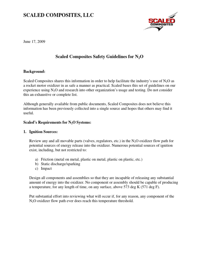 N2 OSafety Guidelines Scaled Composites Download Free PDF
