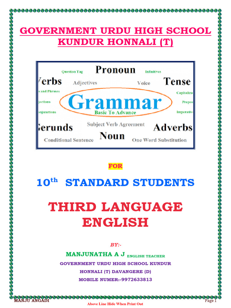 10th STD TL English Grammar 2023-24 by Manjunatha Aj | PDF ...