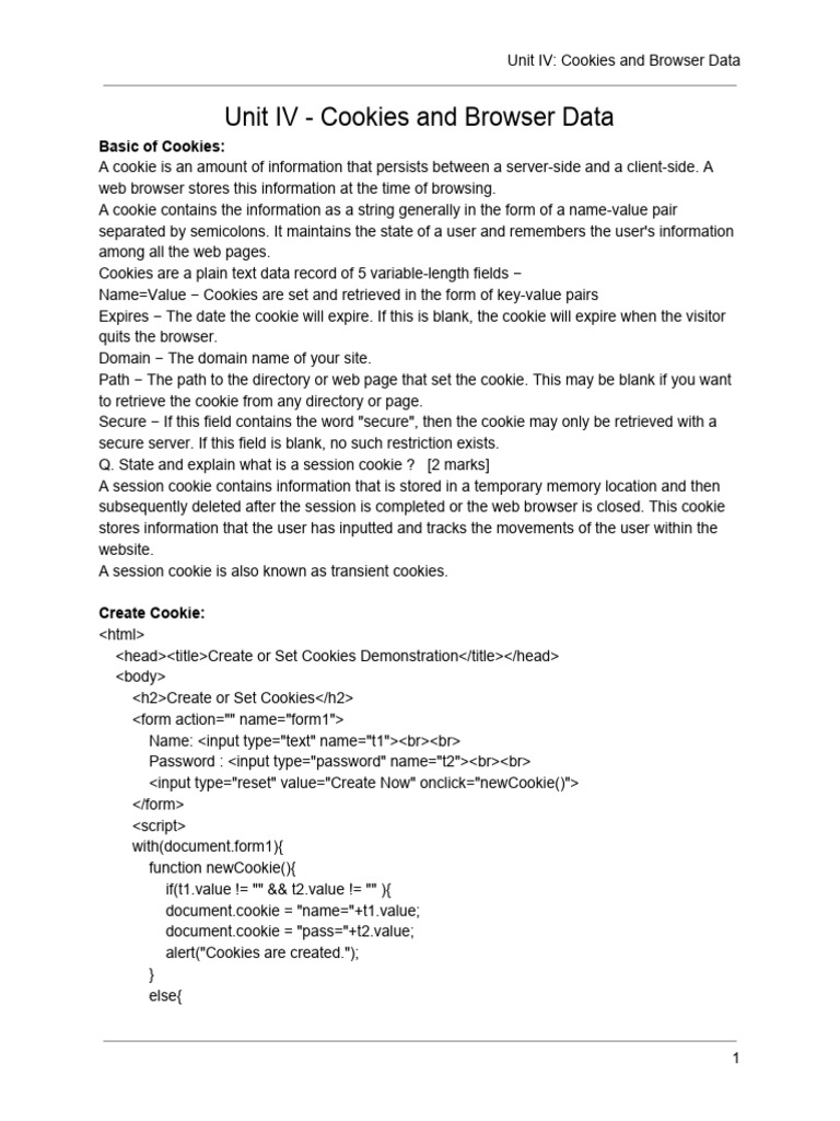 Unit iv cookies and browser data pdf http cookie java script