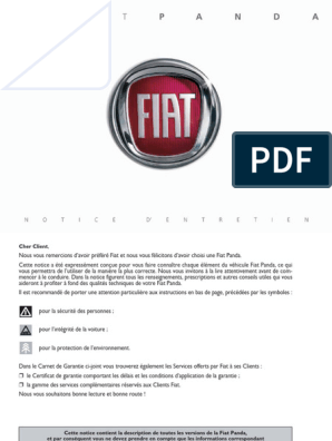2009) Fiat Panda Notice Entretien | PDF | Véhicules | Moteur diesel