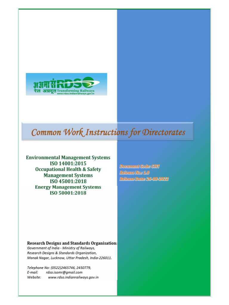 Common Work Instructions For Directorate - 26082022 | PDF | Audit | Risk
