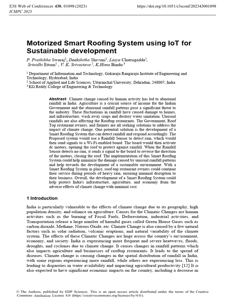 Smart Roofing System for Climate Resilience | PDF | Electric Motor ...