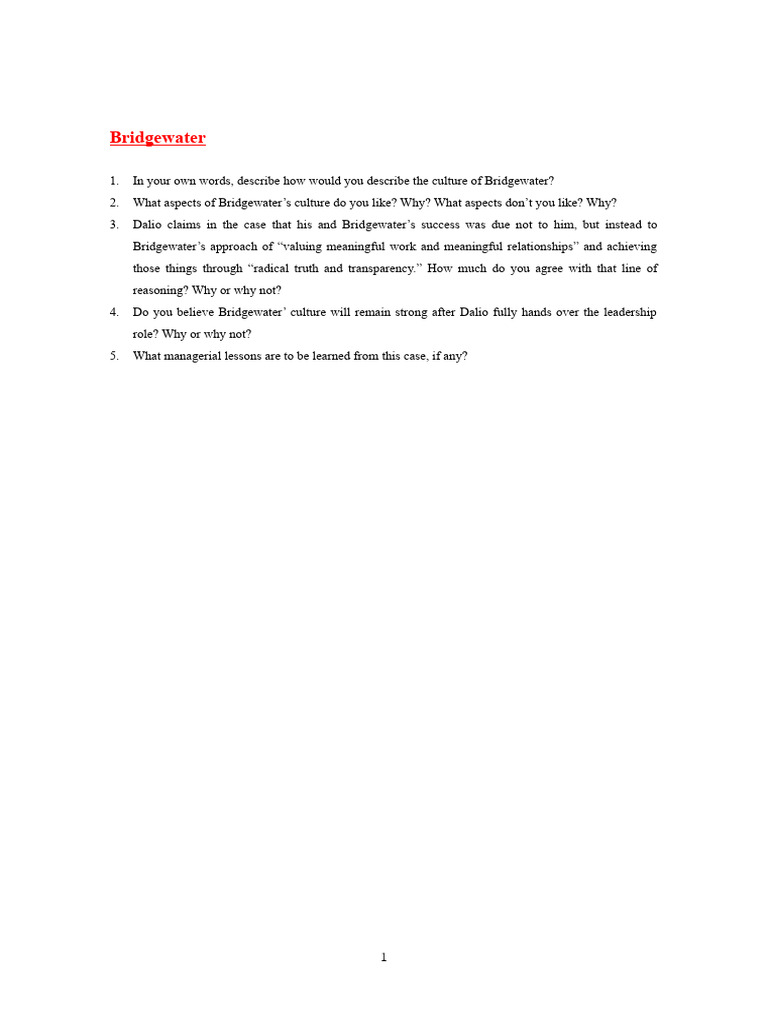 Insights on Bridgewater's Culture and Leadership | PDF | Career & Growth