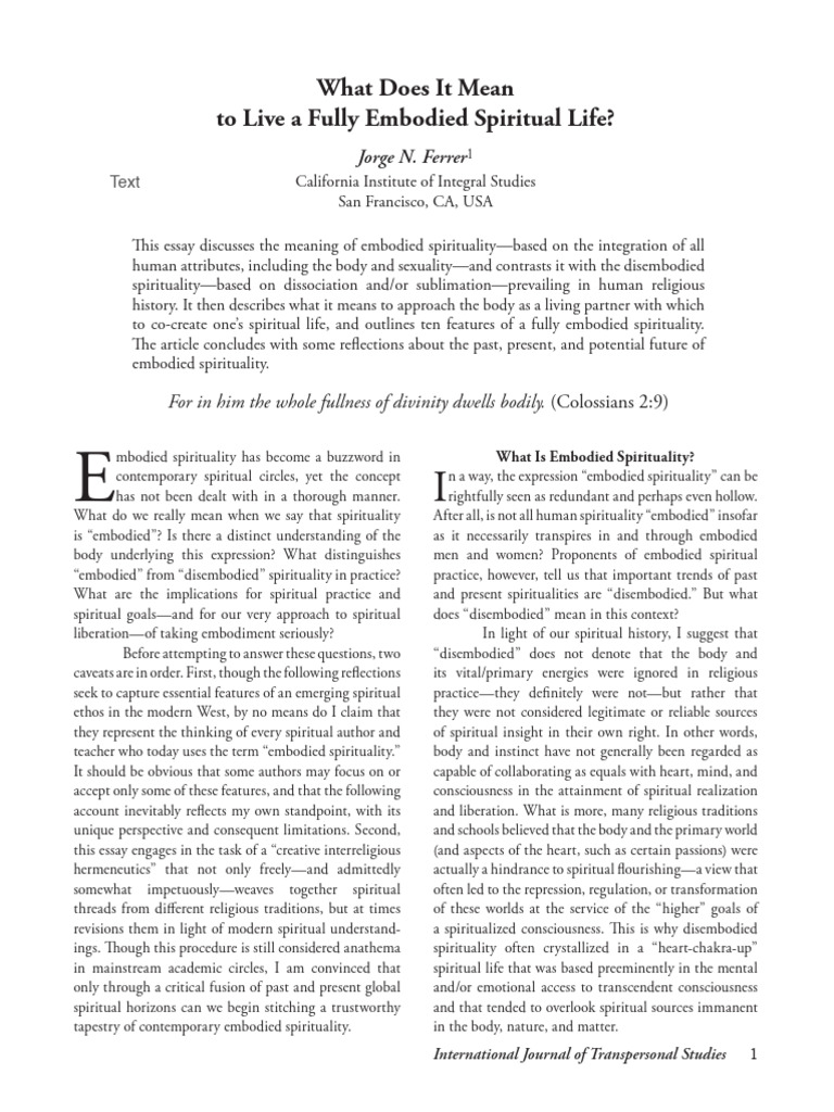 Understanding Embodied Spirituality | PDF | Spirituality | Moksha