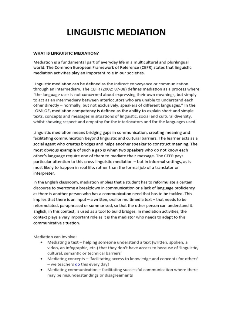 Mediation Introduction | PDF | Linguistics | Communication