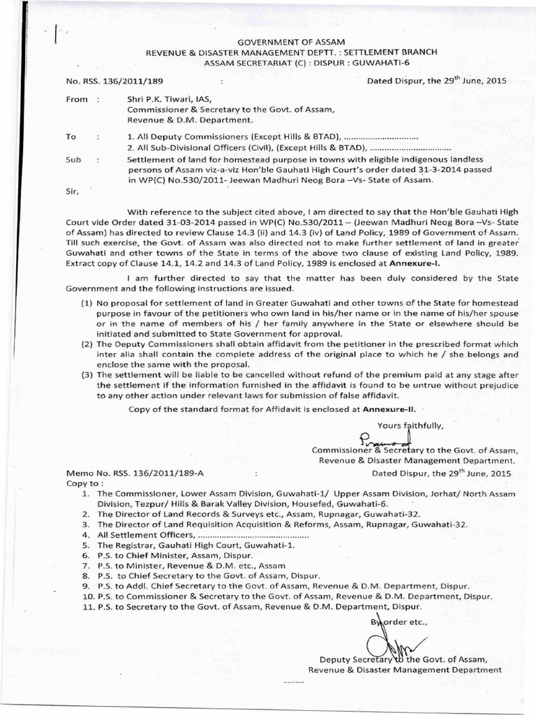 Settlement Of Land For Homestead Purpose In Town With Eligible