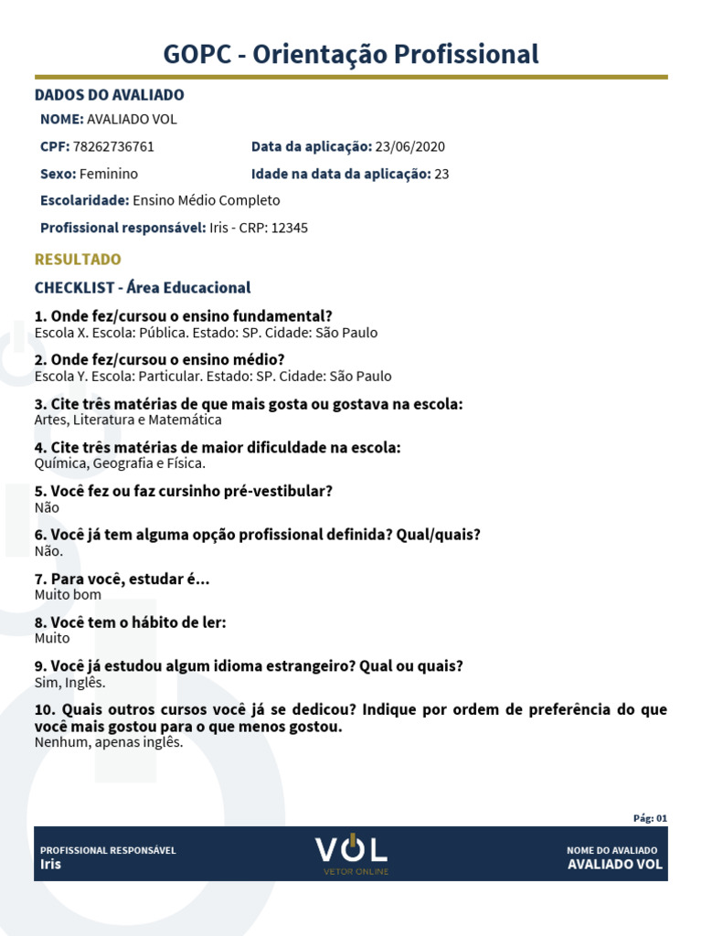Orientação Profissional GOPC | PDF | Escolas