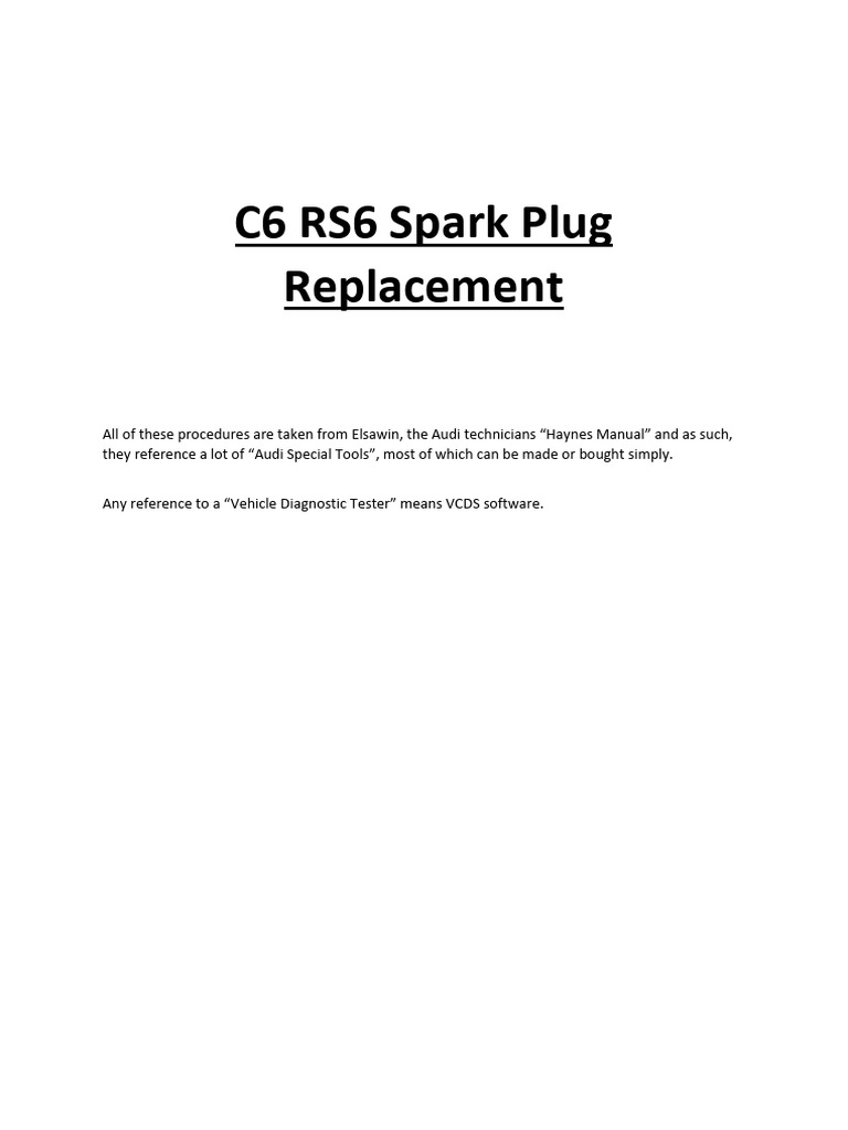 RS6 Spark Plug Replacement Guide | PDF | Electrical Connector ...
